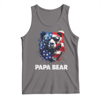 Papa Bear Father's Day Tank Top Patriotic American Flag 4th Of July