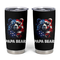Papa Bear Father's Day Tumbler Cup Patriotic American Flag 4th Of July