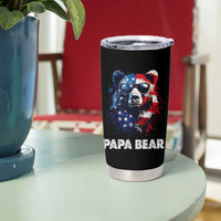 Papa Bear Father's Day Tumbler Cup Patriotic American Flag 4th Of July