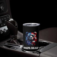 Papa Bear Father's Day Tumbler Cup Patriotic American Flag 4th Of July