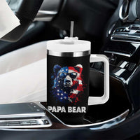 Papa Bear Father's Day Tumbler With Handle Patriotic American Flag 4th Of July