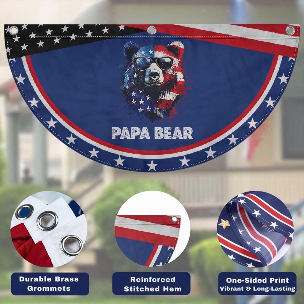 Papa Bear Father's Day Patriotic Fan Flag American Flag 4th Of July