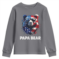 Papa Bear Father's Day Youth Sweatshirt Patriotic American Flag 4th Of July
