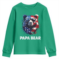 Papa Bear Father's Day Youth Sweatshirt Patriotic American Flag 4th Of July