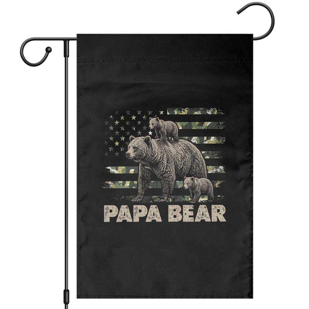 Papa Bear Father's Day Garden Flag Camouflage California Republic Flag Bear