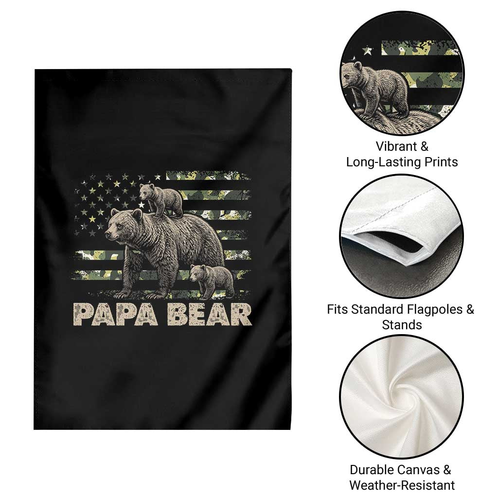 Papa Bear Father's Day Garden Flag Camouflage California Republic Flag Bear