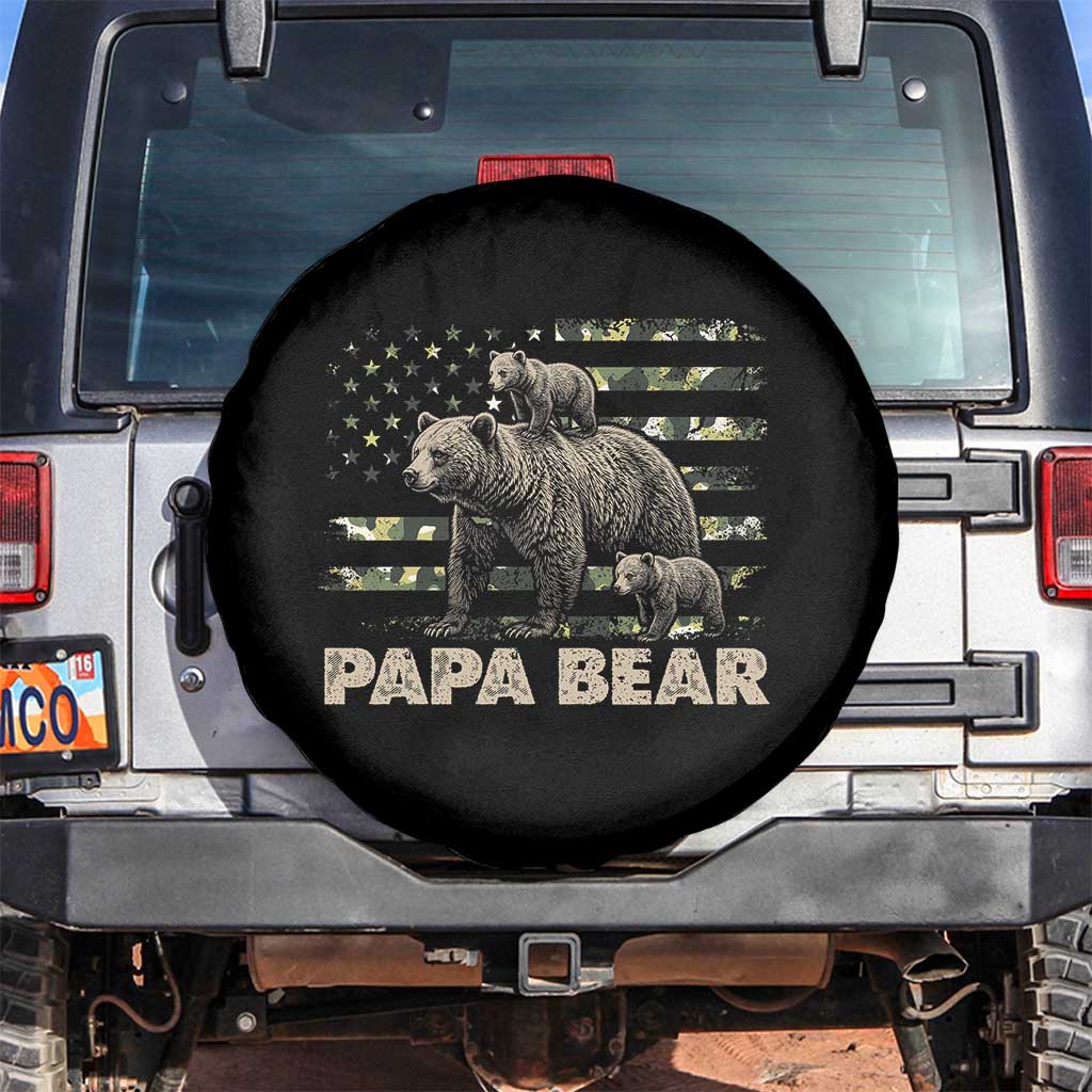Papa Bear Father's Day Spare Tire Cover Camouflage California Republic Flag Bear