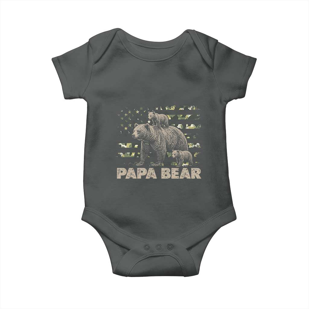 Papa Bear Father's Day Baby Onesie Camouflage California Republic Flag Bear