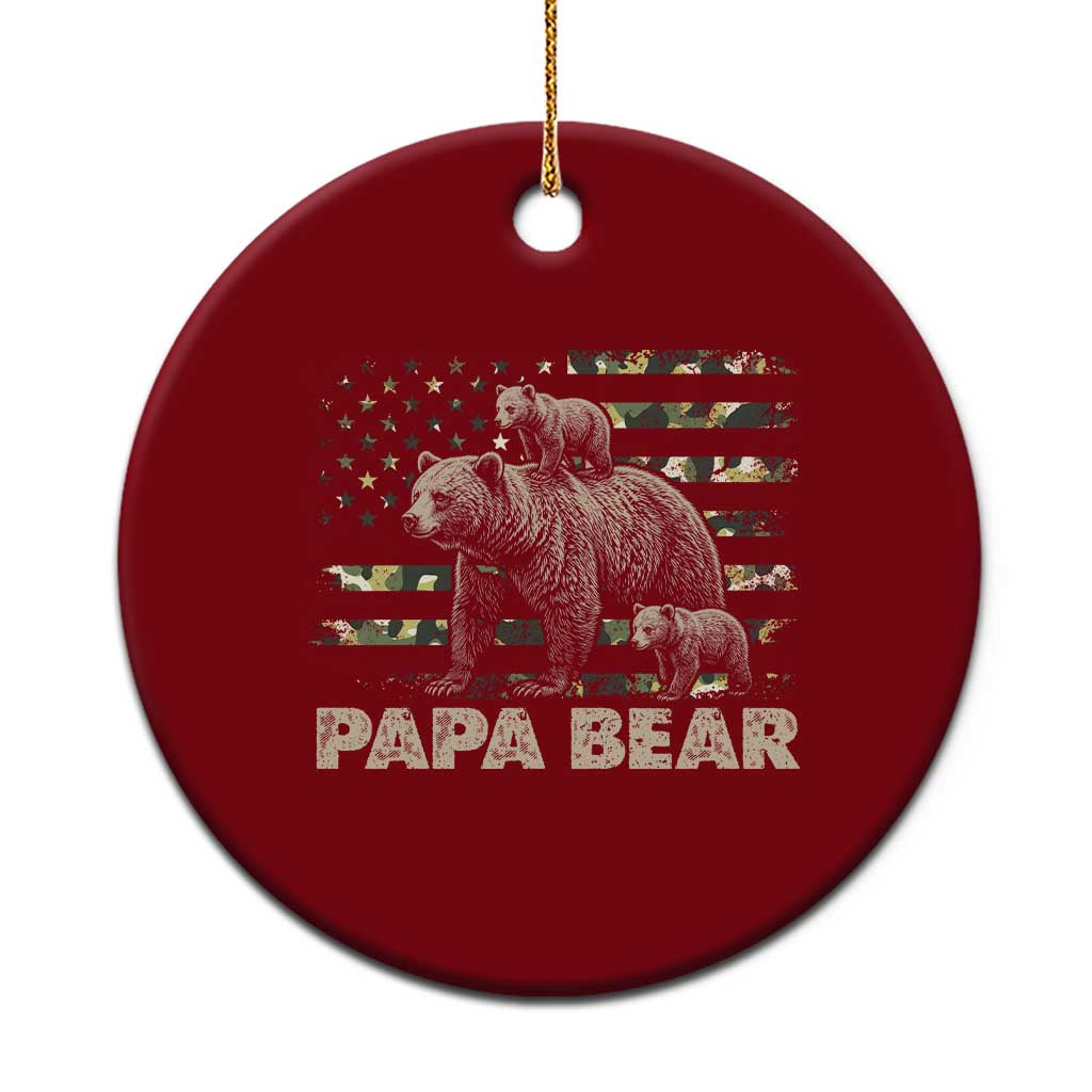 Papa Bear Father's Day Ceramic Ornament Camouflage California Republic Flag Bear
