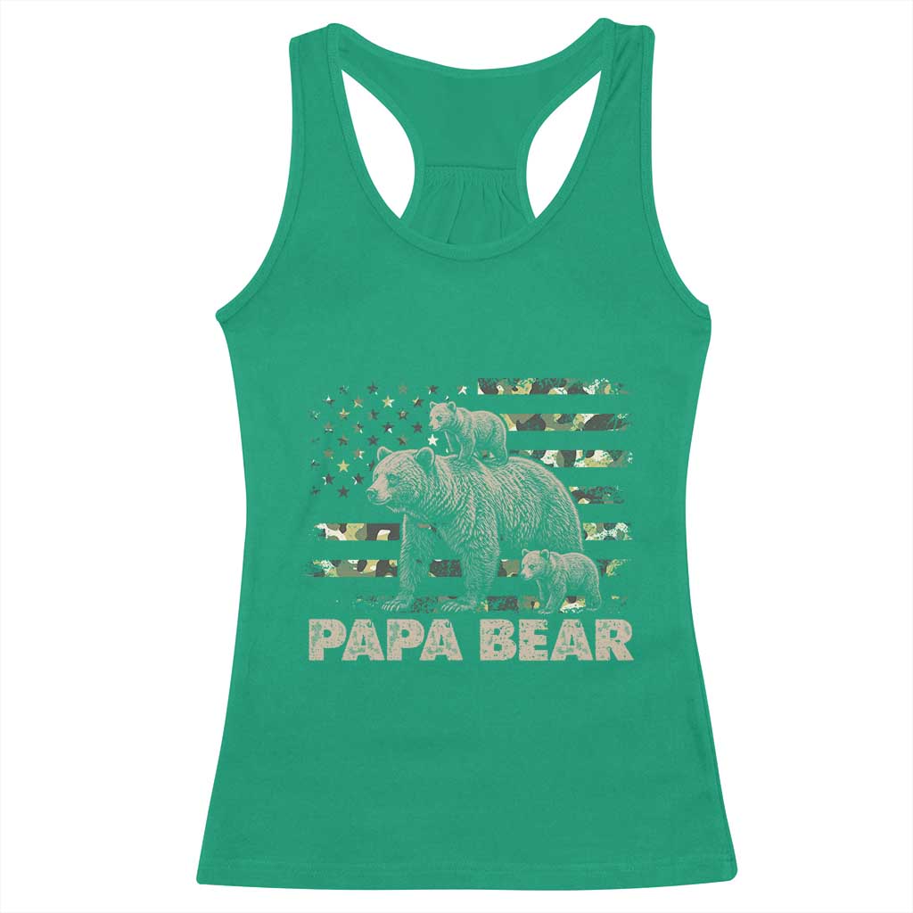 Papa Bear Father's Day Racerback Tank Top Camouflage California Republic Flag Bear