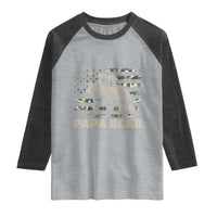 Papa Bear Father's Day Raglan Shirt Camouflage California Republic Flag Bear