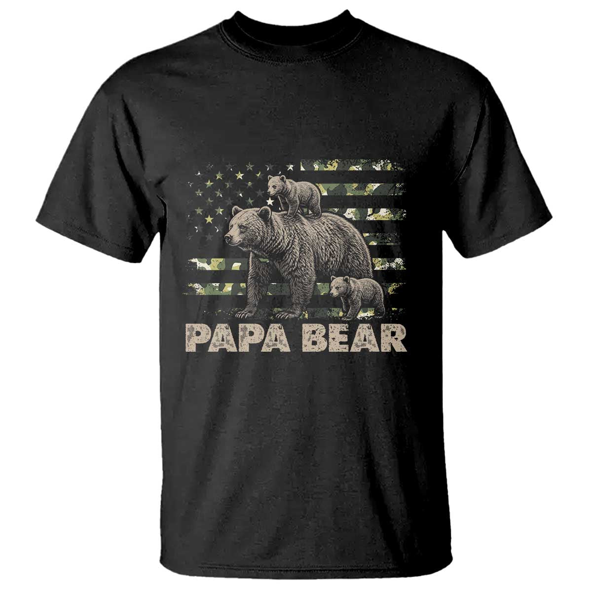 Papa Bear Father's Day T Shirt Camouflage California Republic Flag Bear