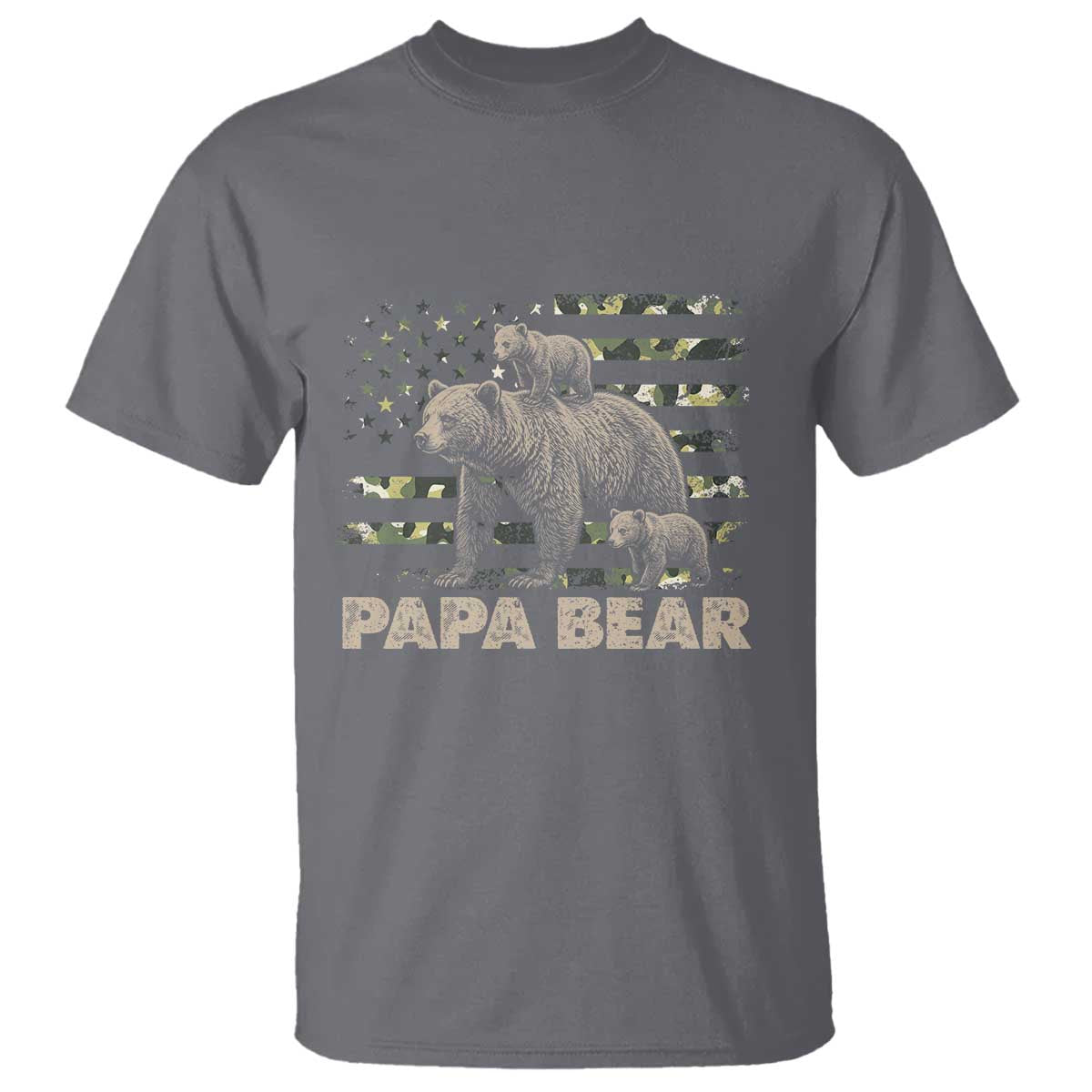 Papa Bear Father's Day T Shirt Camouflage California Republic Flag Bear