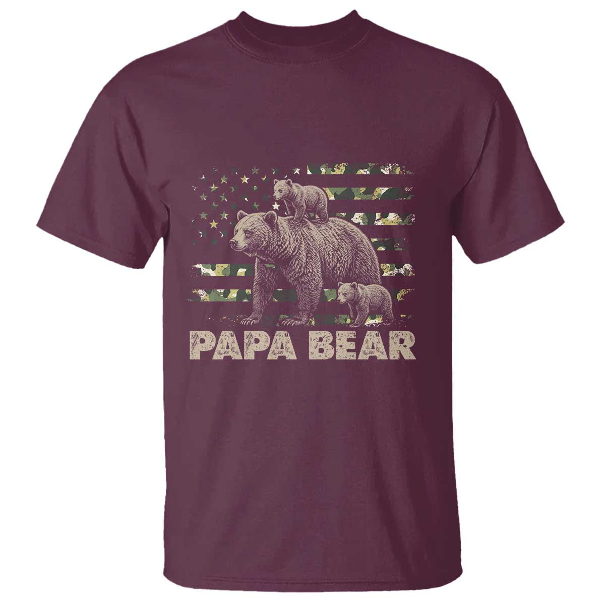 Papa Bear Father's Day T Shirt Camouflage California Republic Flag Bear
