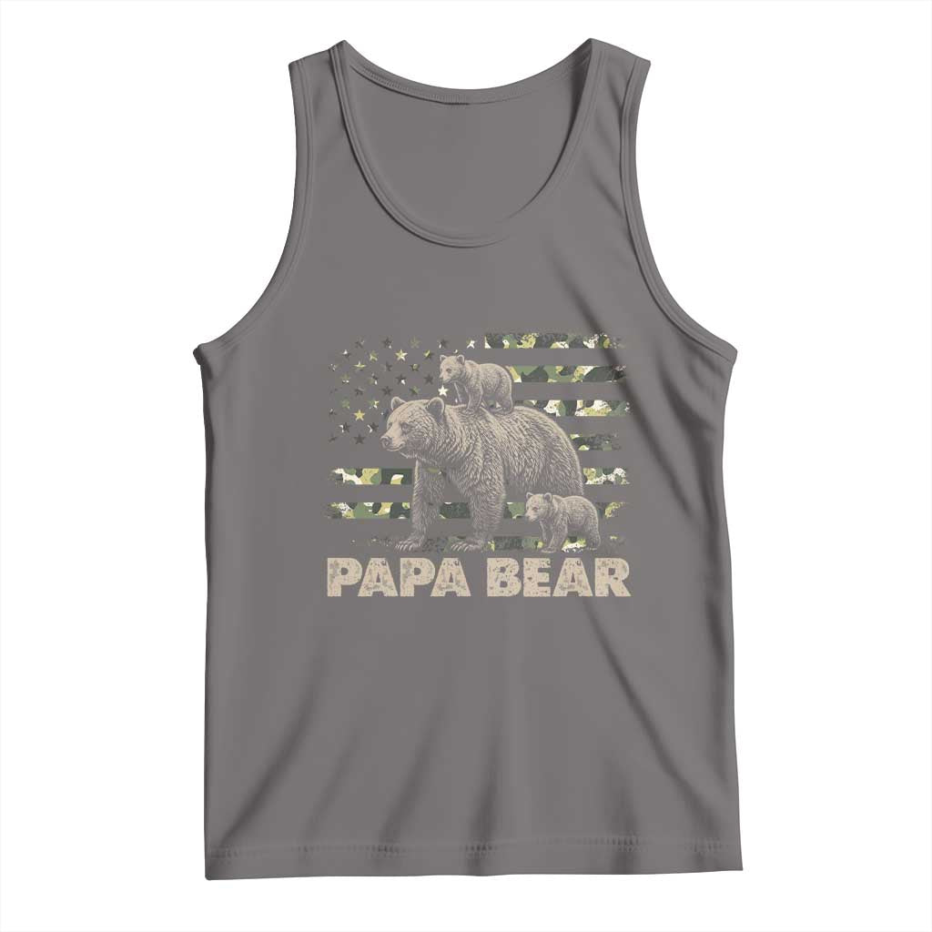 Papa Bear Father's Day Tank Top Camouflage California Republic Flag Bear