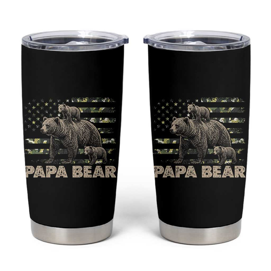 Papa Bear Father's Day Tumbler Cup Camouflage California Republic Flag Bear