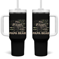 Papa Bear Father's Day Tumbler With Handle Camouflage California Republic Flag Bear