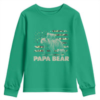 Papa Bear Father's Day Youth Sweatshirt Camouflage California Republic Flag Bear