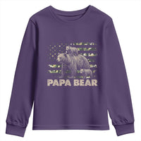 Papa Bear Father's Day Youth Sweatshirt Camouflage California Republic Flag Bear