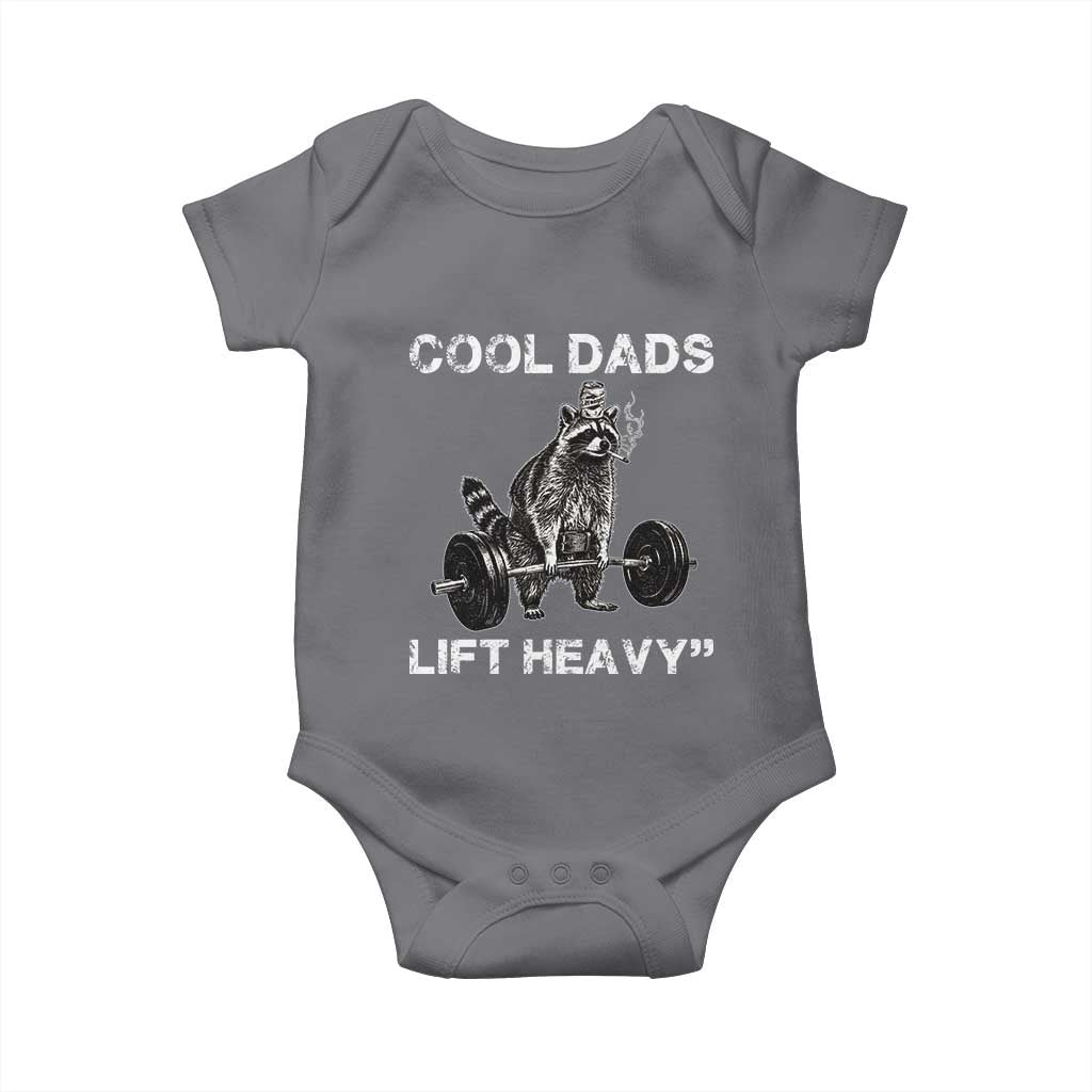 Cool Dads Lift Heavy Baby Onesie Gym Dad Raccoon