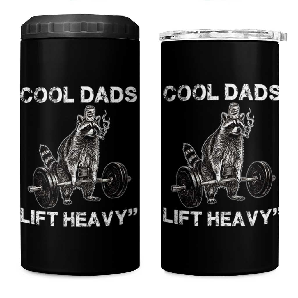 Cool Dads Lift Heavy 4 in 1 Can Cooler Tumbler Gym Dad Raccoon