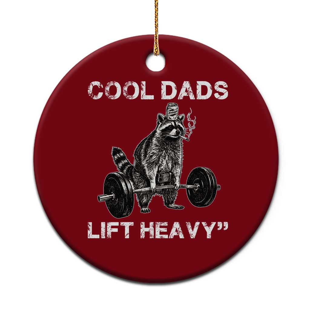 Cool Dads Lift Heavy Ceramic Ornament Gym Dad Raccoon