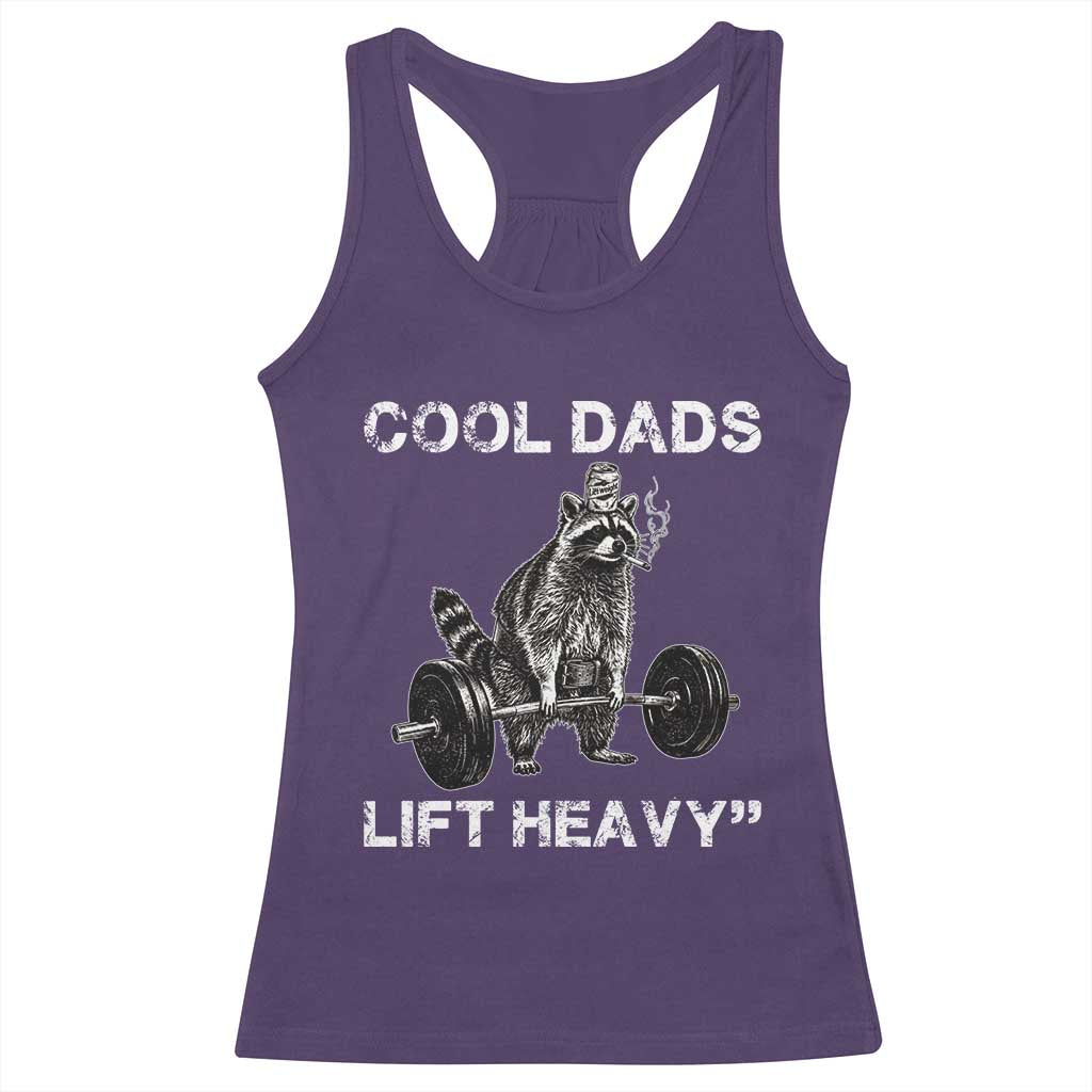 Cool Dads Lift Heavy Racerback Tank Top Gym Dad Raccoon