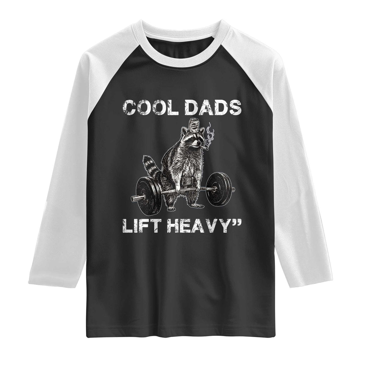 Cool Dads Lift Heavy Raglan Shirt Gym Dad Raccoon