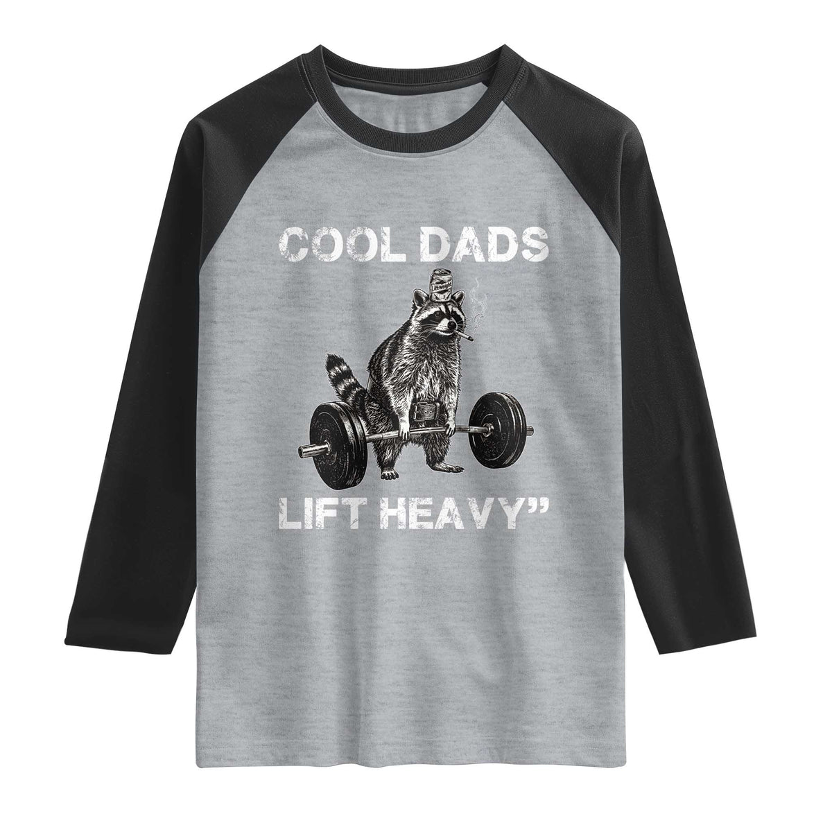 Cool Dads Lift Heavy Raglan Shirt Gym Dad Raccoon