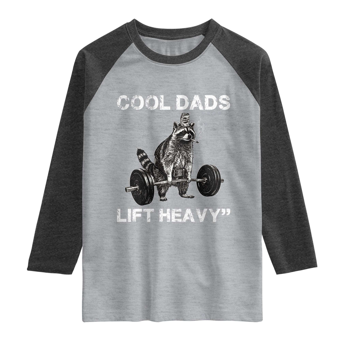 Cool Dads Lift Heavy Raglan Shirt Gym Dad Raccoon