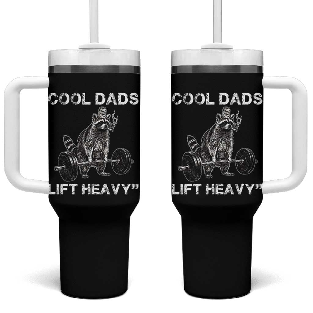 Cool Dads Lift Heavy Tumbler With Handle Gym Dad Raccoon
