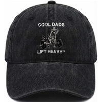 Cool Dads Lift Heavy Washed Cotton Baseball Cap Gym Dad Raccoon