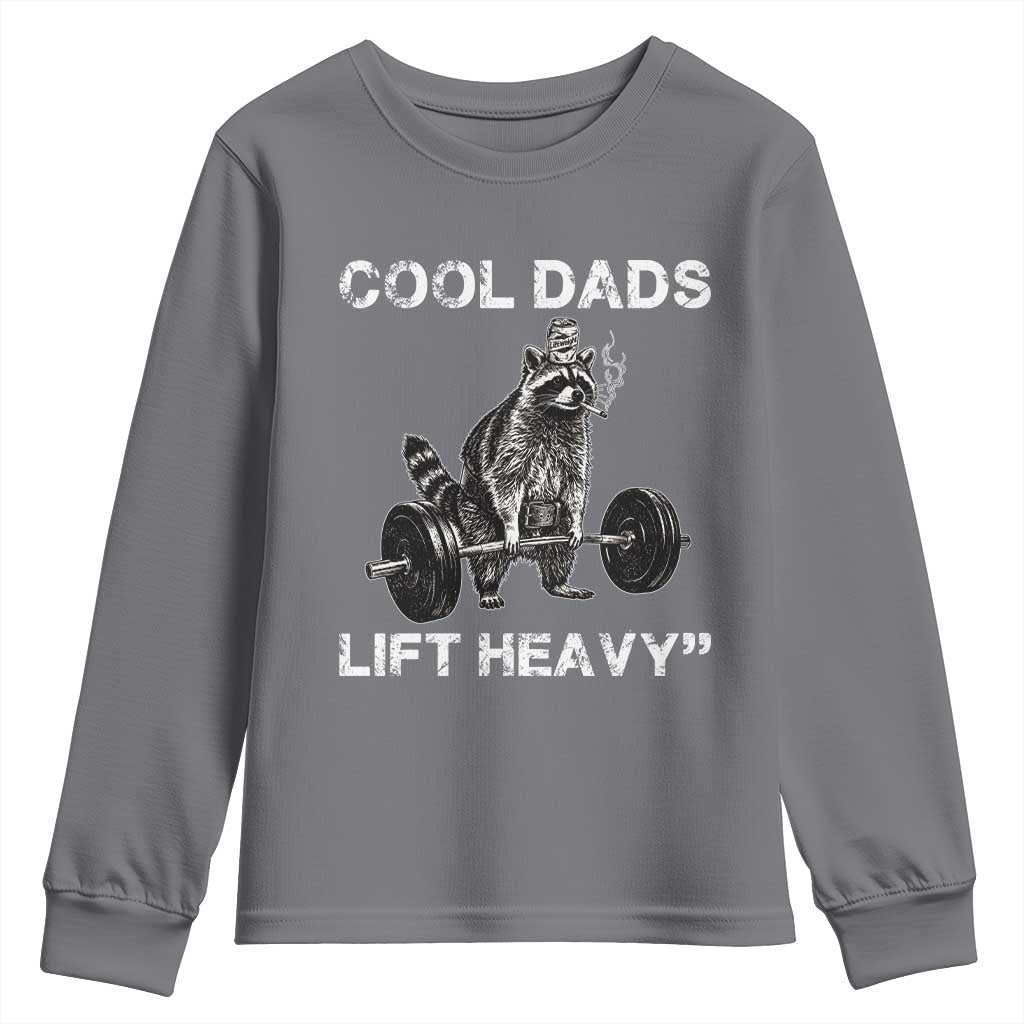 Cool Dads Lift Heavy Youth Sweatshirt Gym Dad Raccoon