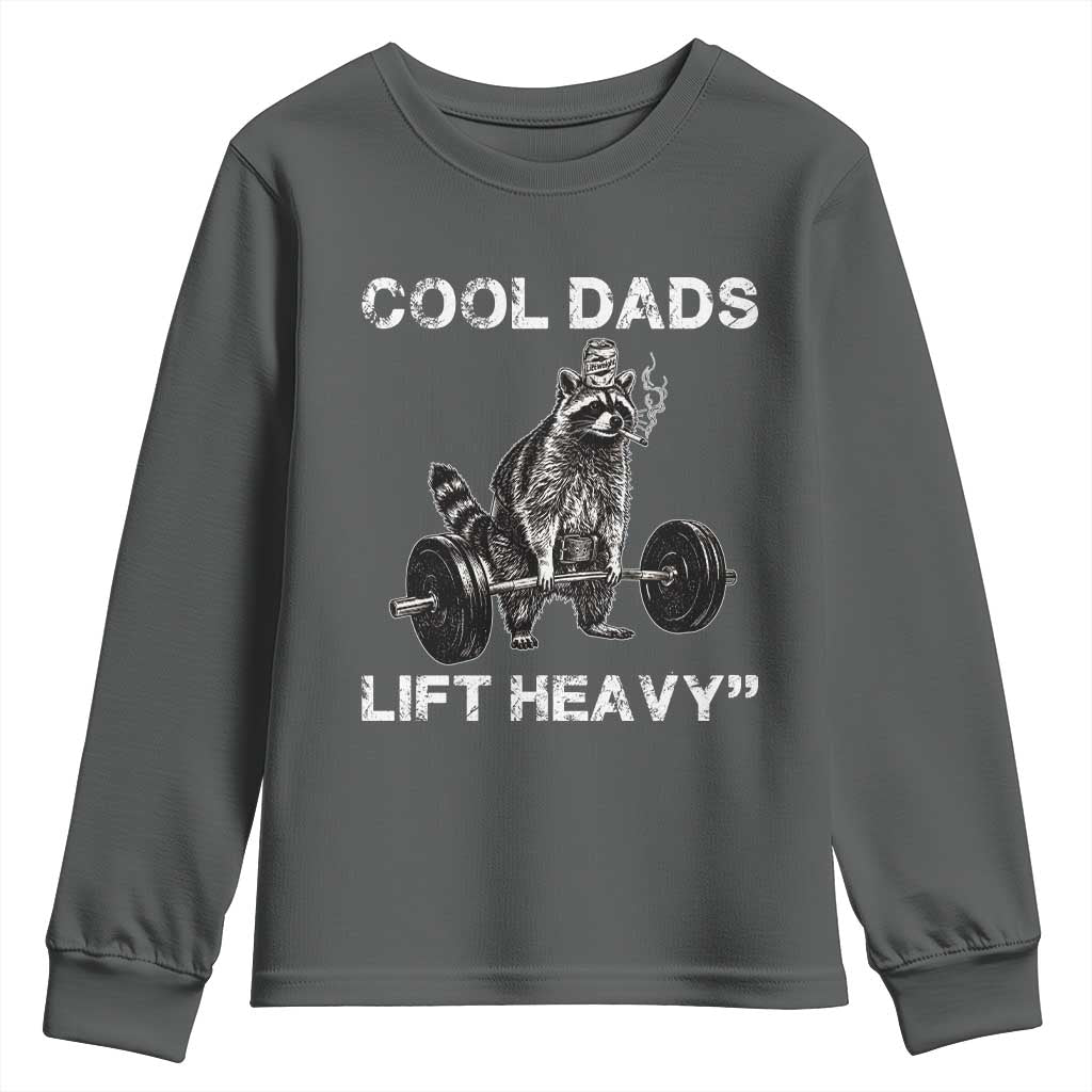 Cool Dads Lift Heavy Youth Sweatshirt Gym Dad Raccoon