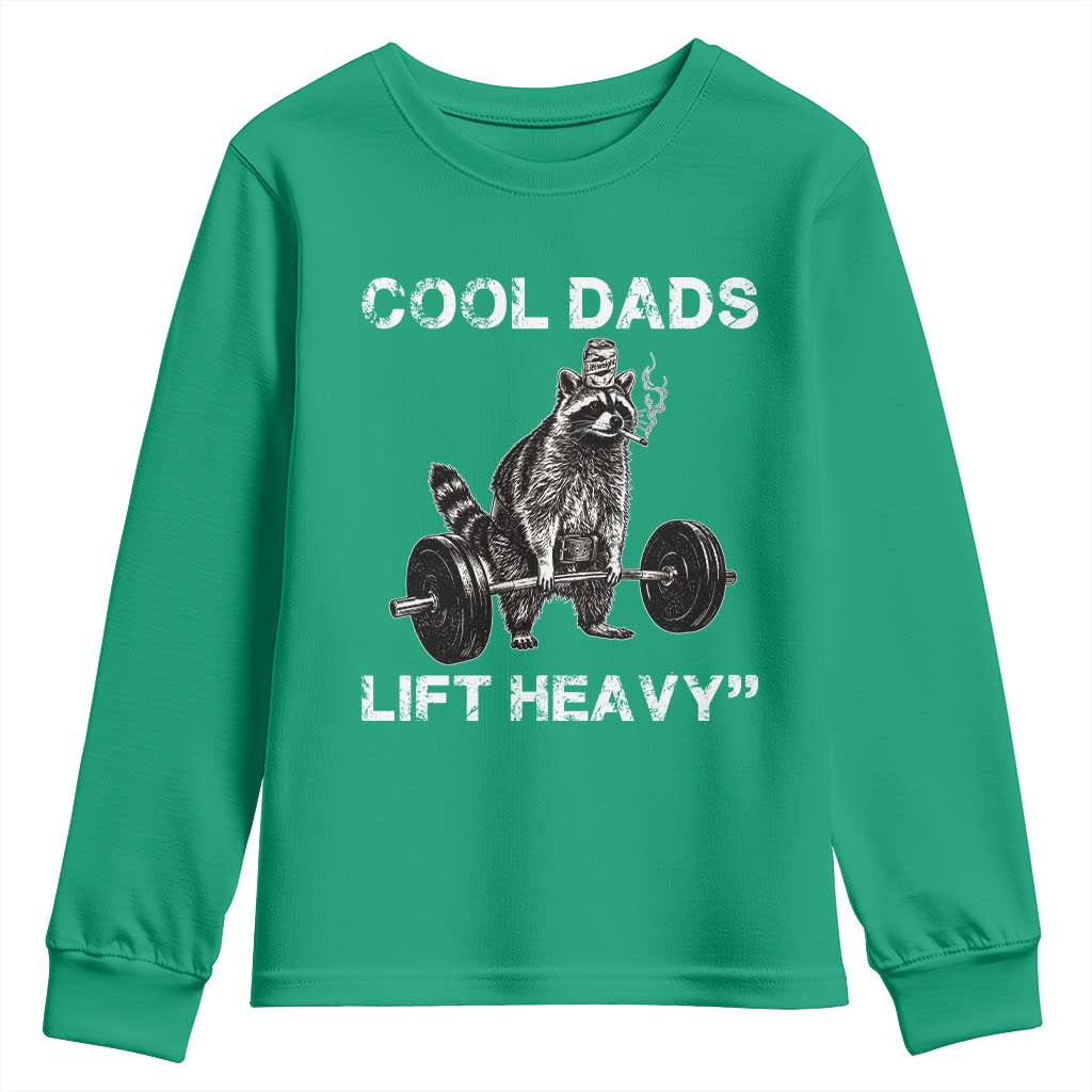 Cool Dads Lift Heavy Youth Sweatshirt Gym Dad Raccoon