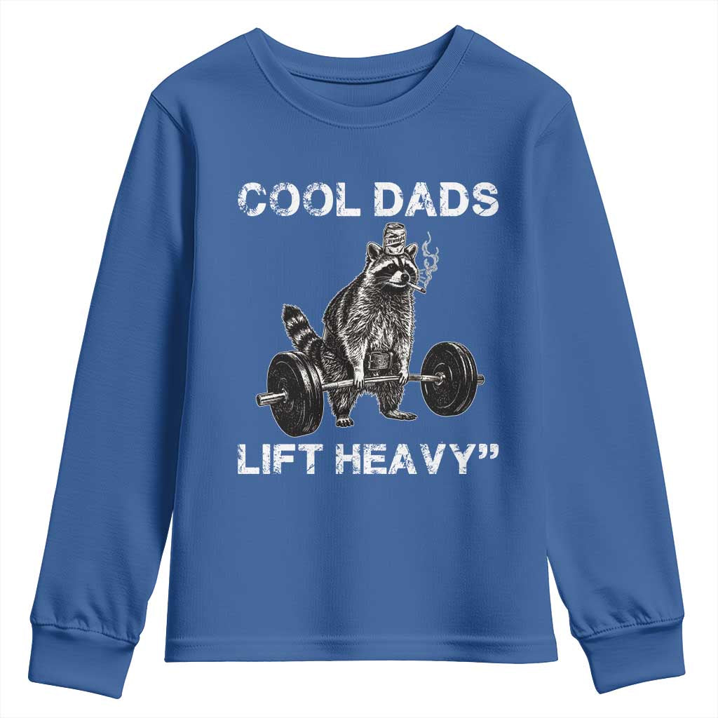 Cool Dads Lift Heavy Youth Sweatshirt Gym Dad Raccoon