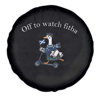 Off To Watch Fitba Spare Tire Cover Funny Scottish Goose Riding Scooter Football Fan