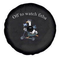 Off To Watch Fitba Spare Tire Cover Funny Scottish Goose Riding Scooter Football Fan