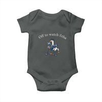 Off To Watch Fitba Baby Onesie Funny Scottish Goose Riding Scooter Football Fan