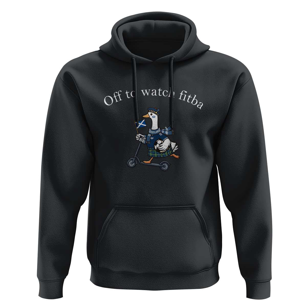 Off To Watch Fitba Hoodie Funny Scottish Goose Riding Scooter Football Fan