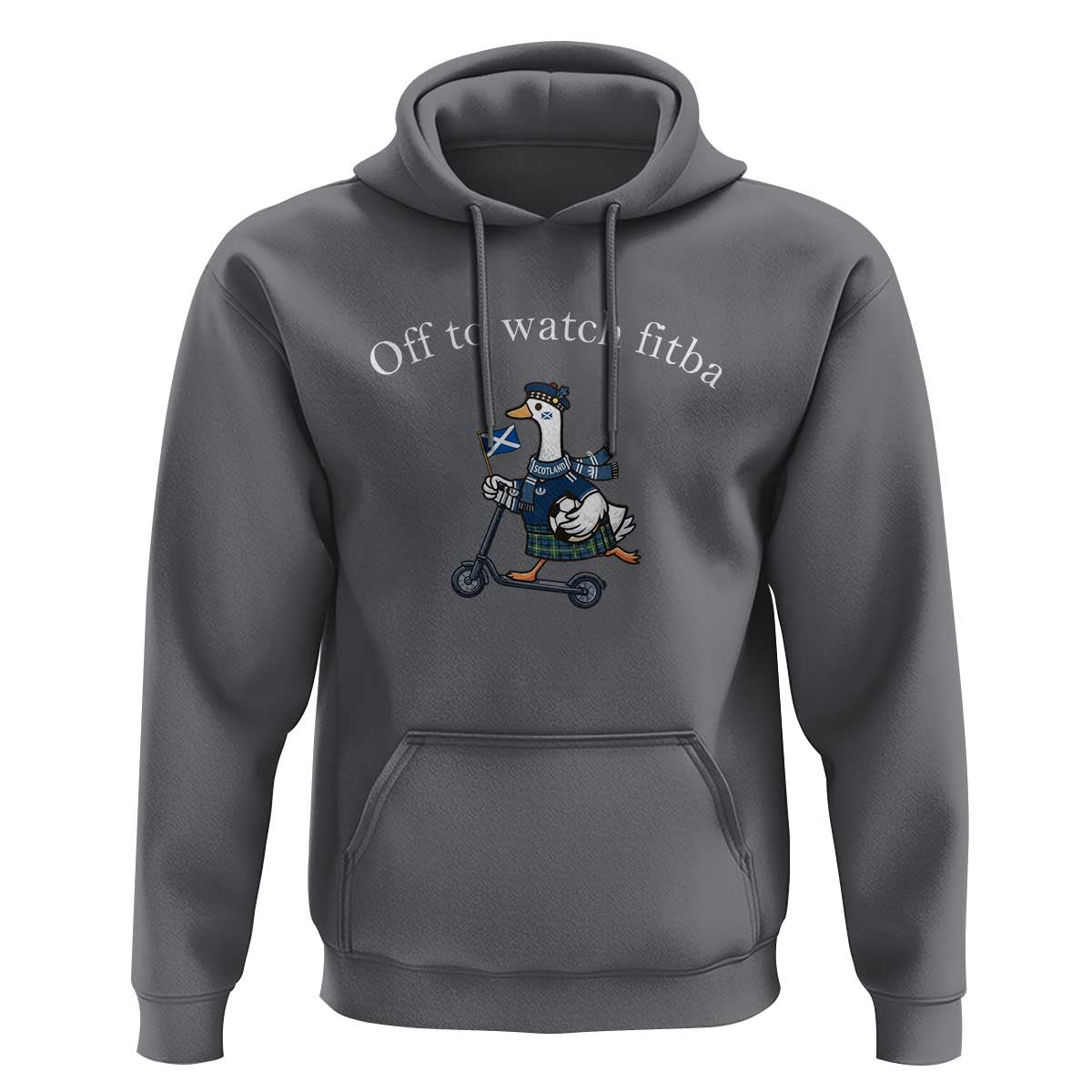 Off To Watch Fitba Hoodie Funny Scottish Goose Riding Scooter Football Fan