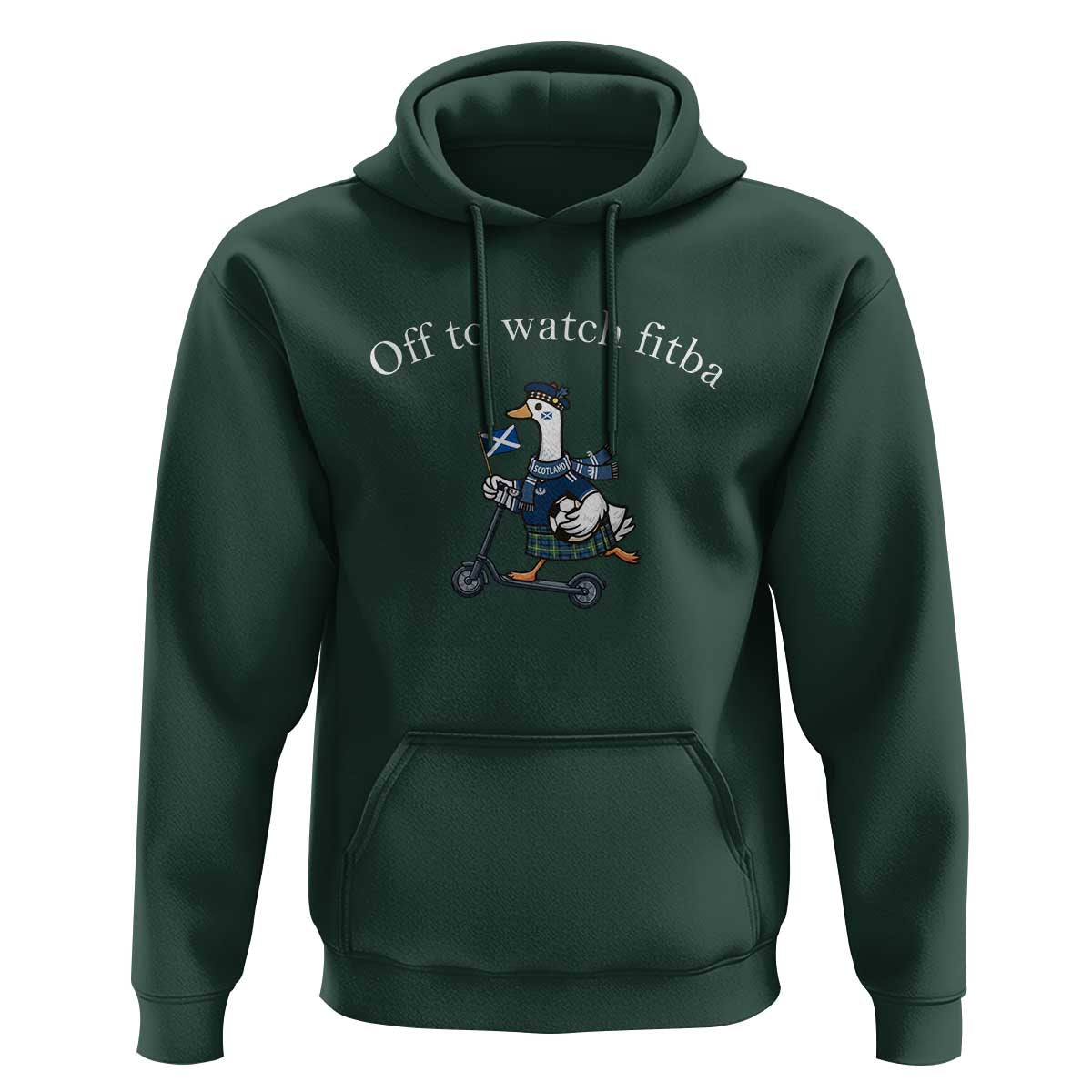 Off To Watch Fitba Hoodie Funny Scottish Goose Riding Scooter Football Fan