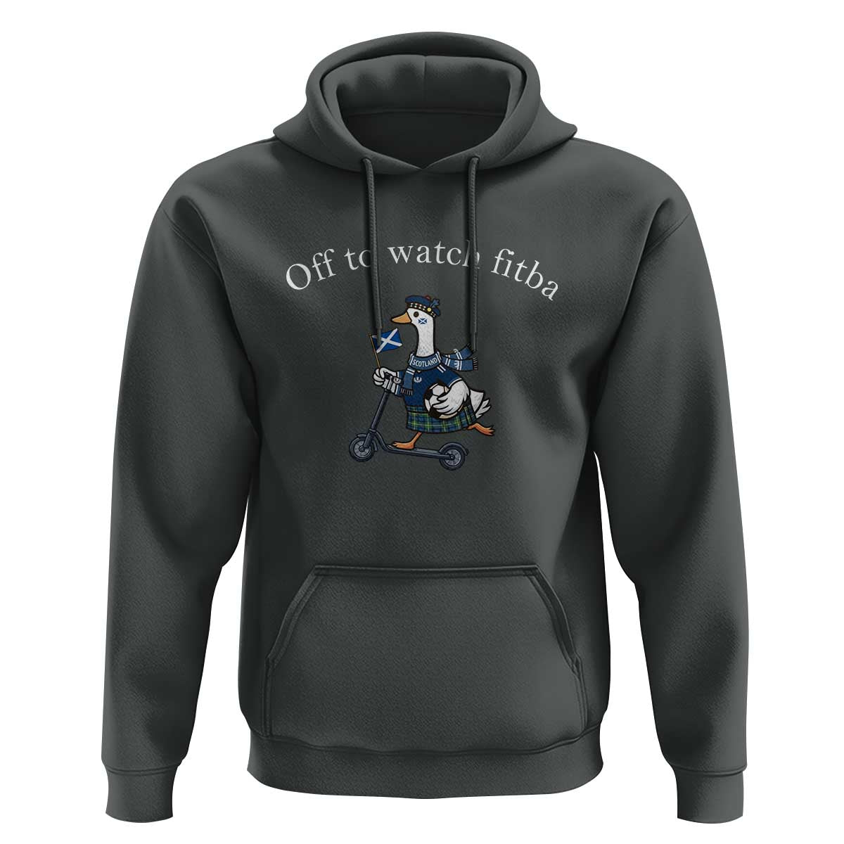 Off To Watch Fitba Hoodie Funny Scottish Goose Riding Scooter Football Fan
