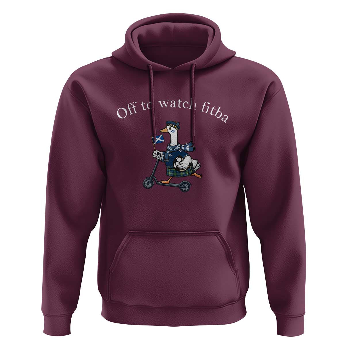 Off To Watch Fitba Hoodie Funny Scottish Goose Riding Scooter Football Fan