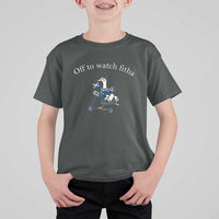 Off To Watch Fitba T Shirt For Kid Funny Scottish Goose Riding Scooter Football Fan