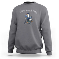 Off To Watch Fitba Sweatshirt Funny Scottish Goose Riding Scooter Football Fan
