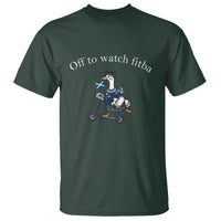 Off To Watch Fitba T Shirt Funny Scottish Goose Riding Scooter Football Fan