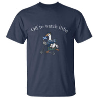 Off To Watch Fitba T Shirt Funny Scottish Goose Riding Scooter Football Fan