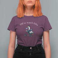 Off To Watch Fitba T Shirt For Women Funny Scottish Goose Riding Scooter Football Fan