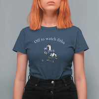Off To Watch Fitba T Shirt For Women Funny Scottish Goose Riding Scooter Football Fan